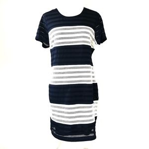 Beige by ECI Short-Sleeve Striped Sheath Dress NWT